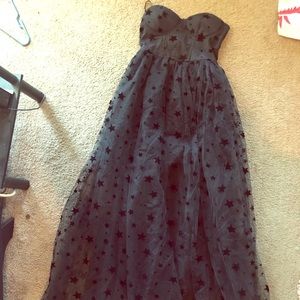 Black long formal dress with stars